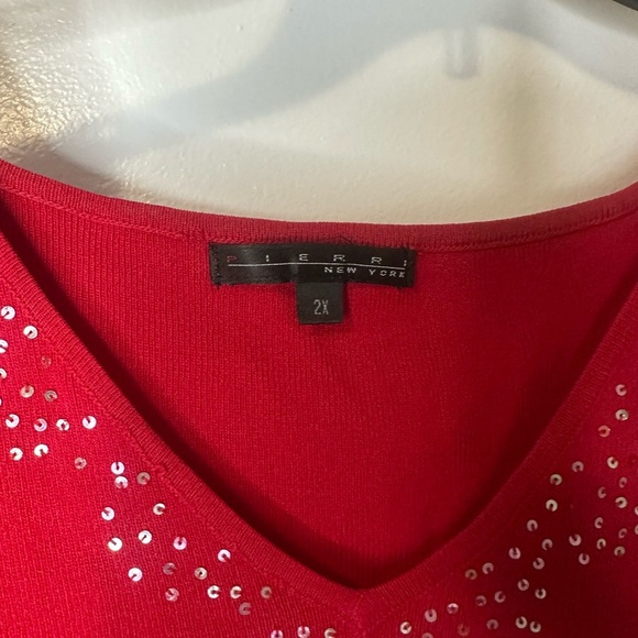 Red Sleeveless Top with Embellished Neckline - Picture 3 of 5